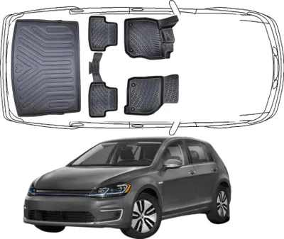 Produktbild von 3D Fußmatten & Kofferraumwanne Auto Set Kompatibel mit VW Golf VII GTE 2014 - 2020 HB