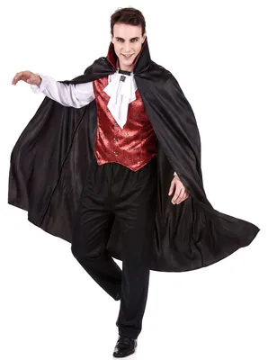 Produktbild von Vampir-Kostüm für Herren Blutsauger Halloweenkostüm schwarz-bordeaux - XL