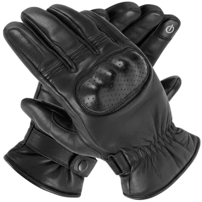 Produktbild von Herren Motorrad Biker Leder Handschuhe Chopper mit Knöchelschutz und Futter(XL,Schwarz)