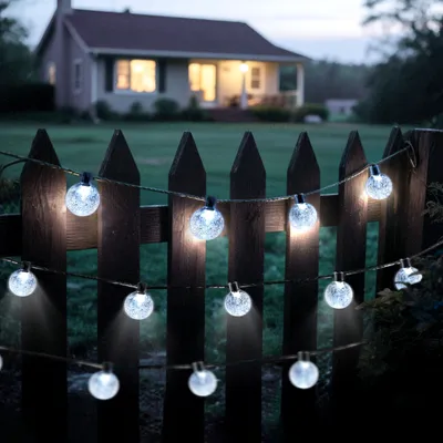 Produktbild von Salcar Lichterkette Solar 5m 20 LED Kugel n Beleuchtung Party Weihnachtsdekoration, Kaltweiß Solar Lichterkette