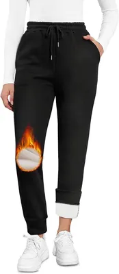 Productafbeelding van Fleece joggingbroek voor dames met hoge taille, trekkoord en zakken, elastisch model in maten S-XL