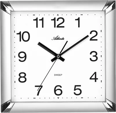 Produktbild von Atlanta 4457/19 Wanduhr Quarz analog silbern eckig leise ohne Ticken