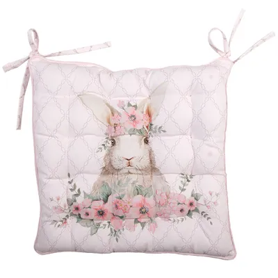 Produktbild von Clayre & Eef Stuhlkissen Schaumstoff 40x40x4 cm Rosa Baumwolle Kaninchen