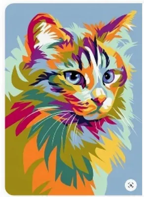 Produktbild von Malen nach Zahlen: Buntes Katzenporträt, 50x40 cm, mit Rahmen. Kreatives Hobby