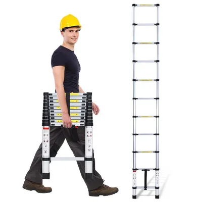 Produktbild von TolleTour Teleskopleiter 4.4m Stehleiter Mehrzweckleiter Alu Multifunktionsleiter  Ausziehleiter