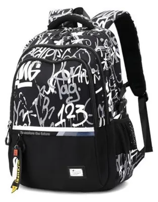 Produktbild von Schulrucksack Teenager Jungen Schwarz 32 Liter wasserdichtes Nylon 33x20x49cm