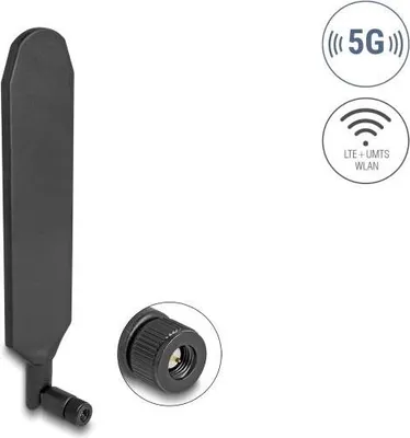 Immagine prodotto di Delock - Antenna - 5G, LTE, connettore SMA, ruotabile, con snodo - Smart Home - 3 dBi - omnidirezionale - nero (90102)