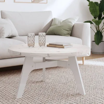 Immagine prodotto di Maison Exclusive - Piano tavolo rotondo bianco Ø80x3 cm in legno massello di pino