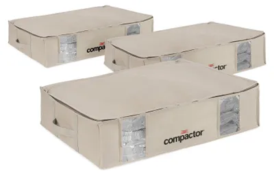 Image de COMPACTOR - Lot 3 housses rangement sous vide L - 65 x 45 x H.15.5 cm - Beige