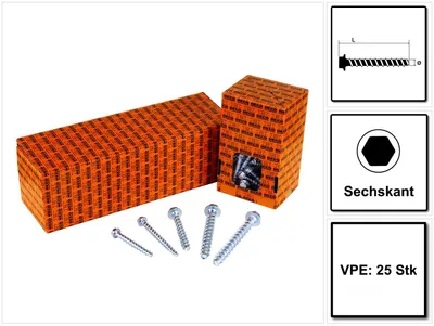 Productafbeelding van HECO MULTI-MONTI-plus SS betonschroef, 10 x 100 mm, 25 stuks, zeskantkop, verzinkt, A2K (artikelnummer: 48453)