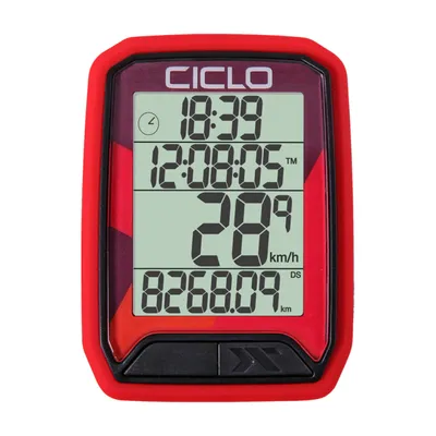 Produktbild von Ciclosport 213 drahtloser Fahrradcomputer, mit 13 Funktionen, in rot
