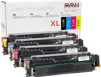 Produktbild von OBV 4x kompatibler Canon 055 H Toner passend für Canon LBP 662Cdw 663Cdw 664Cx MF 741Cdw 742Cdw 743Cdw 744Cdw 745Cdw 746Cx mit Chip ohne Füllstandsanzeige schwarz, cyan, magenta, gelb