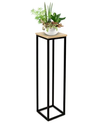 Produktbild von holz4home® Dekoständer aus MDF I Blumenständer Sonoma Eiche I Höhe: 90 cm I Dekosäule mit Stahlrahmen I Fertig montiert
