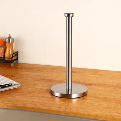 Immagine prodotto di Portarotoli da cucina Ibenzoa® color argento – autoportante, realizzato in acciaio di alta qualità, base pesata, dimensioni 35 x 17 x 5 cm, ideale per cucina e bagno