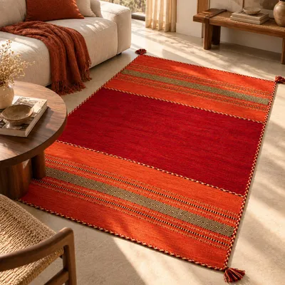 Immagine prodotto di Tappeto naturale Kilim Navarro rosso-arancione, dimensioni: 140x200 cm