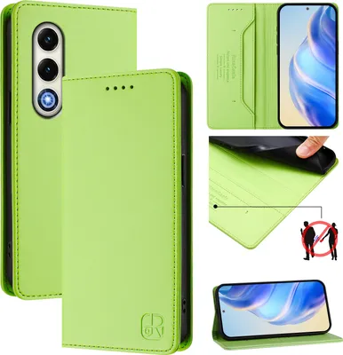 Produktbild von Lederhülle für itel S25 Hülle Flip Brieftasche Kartenfächern Ständer Schutzhülle Grün