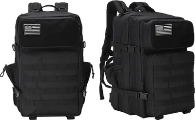 Produktbild von 45L Militärische Taktische Rucksack Männer Lässig Große Kapazität Rucksack Tarnung Wandern Camping Rucksack, schwarz