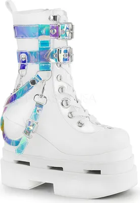 Immagine prodotto di Stivali con plateau DemoniaCult - Modello Eternal-115, colore bianco, taglia 42