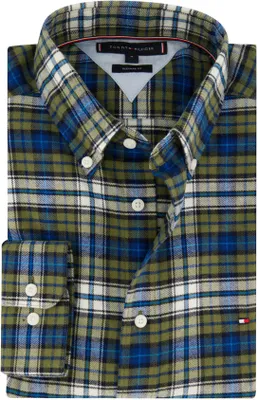 Produktbild von Tommy Hilfiger blau grün kariertes Hemd Baumwolle Regular Fit