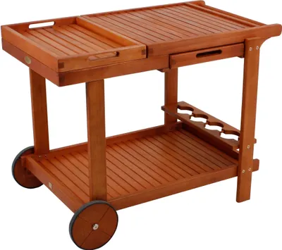 Produktbild von Servierwagen "Hayward" aus Holz in holzfarben. Abmessungen (BxHxT) 100x76x60 cm