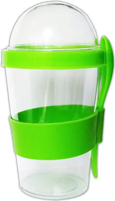 Produktbild von JOGHURTBECHER 400ml Löffel Deckel Müslibecher Müsli to go Müslischale Joghurt Obst Reise Becher für unterwegs 09 (Grün)