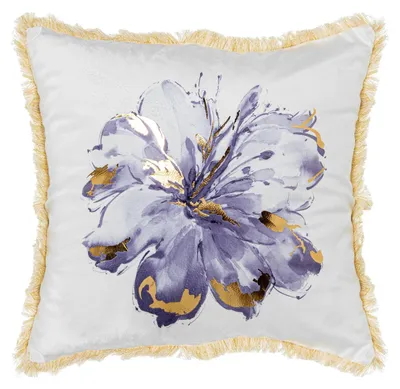 Vierkant kussen fluweel polyester 45x10x45 cm weiß lila
