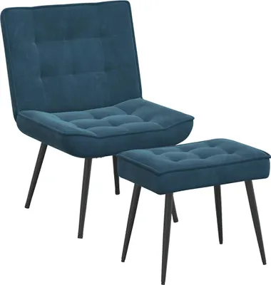 Produktbild von vidaXL Relaxsessel mit Hocker Blau Samt