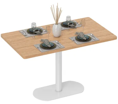 Produktbild von Rechteckiger Esstisch fš¹r 6 Personen, 120 x 70 x 75 cm, Kš¹chentisch mit dickem Gestell und Tischplatte aus wei?er Eiche.