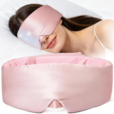 Image de Solidchoice - Masque de sommeil réversible, en soie et tissu rafraîchissant
