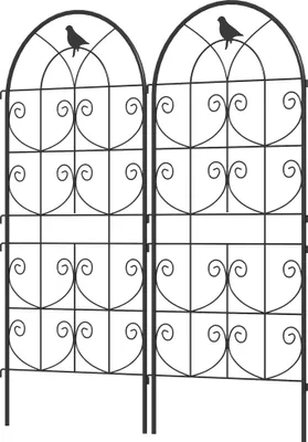 Produktbild von Rankgitter Metall 2er Set zum Stecken rostfrei Rankhilfe mit Vogeldesign für Kletterpflanzen 50x120 cm Schwarz