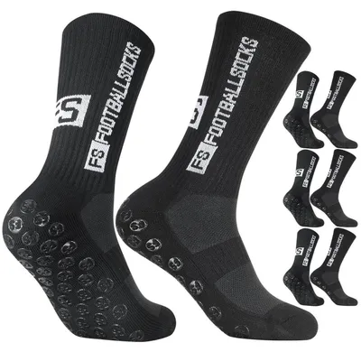 Immagine prodotto di 3 paia di calzini da calcio con grip, traspiranti, antiscivolo, per uomo, donna e bambino, colore nero, taglie dalla 35 alla 49