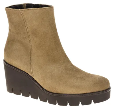 Produktbild von Gabor Keilstiefeletten 8045 Echtleder dunkelbeige, Absatz 5cm, Schafthöhe 14cm, Weite F
