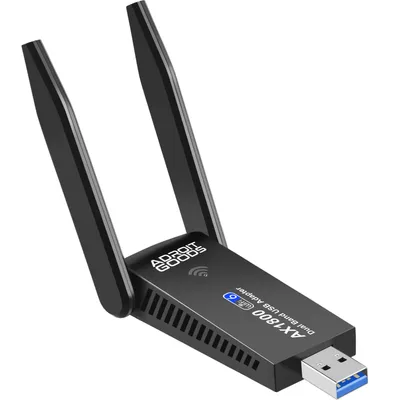 Produktbild von AdroitGoods USB Wifi Dongle Adapter - 1200Mbps - Dual 5dBi Antenne - Empfänger - Schwarz