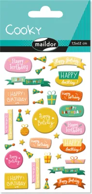 Produktbild von Maildor 10x Cooky, 1 Stickerbogen 7,5x12cm, Happy Birthday - Mehrfarbig CY132C