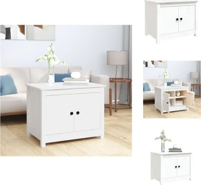 Image de vidaXL Table basse blanche 71x49x55 cm Pin massif - Tables basses