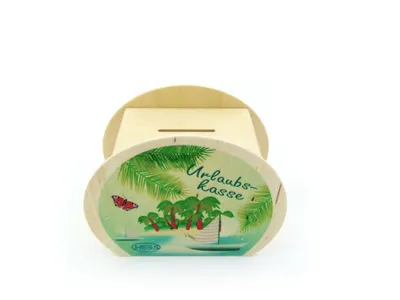 Produktbild von Holzdekoration Spardose „Urlaubskasse“ BxLxH 115x65x85mm NEU