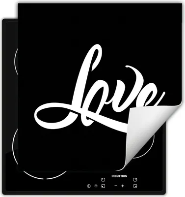Produktbild von DarHaus Herdabdeckplatte 50x52 cm Anti Rutsch Matte Aufrollbar, schwarz - Love