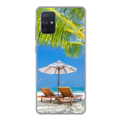 Produktbild von MuchoWow® Handyhülle Schutzhülle Hülle für Samsung Galaxy A51 Palme - Strandkorb - Sonnenschirm Silikon Softcase Handy Hülle - Schutzabdeckung
