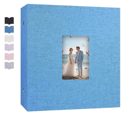 Image de Album photo en lin, format 10x15 cm, pour 1000 photos, couleur bleu