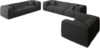 Produktbild von Strukturstoff 4-3-1-Sitzer Sofa Set Arelia Anthrazit