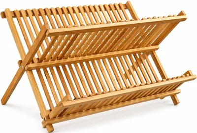 Produktbild von Bambus Geschirrständer für Geschirr und Besteck - 42 x 33 x 25 cm Umweltfreundlich
