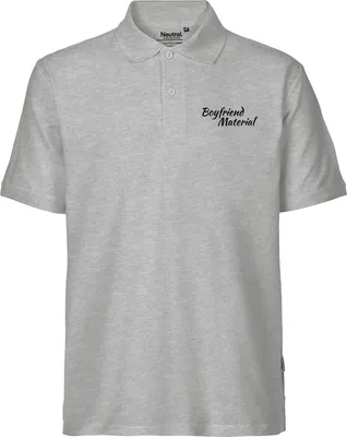 Produktbild von Huuraa Herren Polo Shirt Boyfriend Material Schriftzug S Sport Grey Bio Baumwolle Fairtrade Poloshirt Geschenkidee