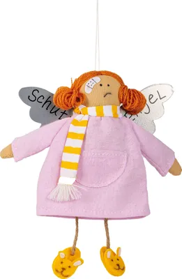 Produktbild von Schutzengel aus Stoff & Metall 18 cm Glücksbringer für Kinder & Erwachsene