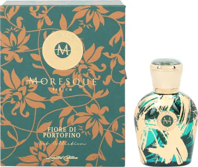 A perfume box and bottle are displayed side-by-side against a white background.