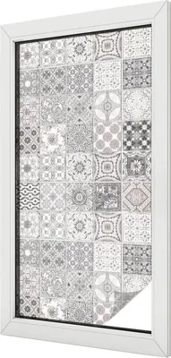Produktbild von Buntglas Fensterfolie – 100x100 cm – Stained-Glass Design – blickdichte dekorative Sichtschutzfolie – selbstklebend, UV-Schutz – Geflieste Muster