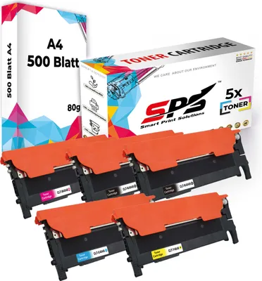 Produktbild von Druckerpapier A4 + 5x Multipack Set Kompatibel für Samsung Xpress C 480 W (CLT-C404S, CLT-M404S, CLT-Y404S, CLT-K404S) Toner