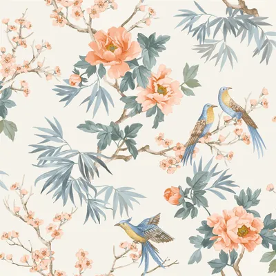 Image de Rasch - Chinoiserie Papier peint TC365 (taille unique) (Orange)