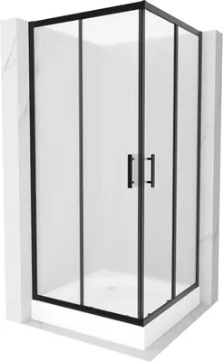 Zdjęcie produktu dla Mexen Rio kabina prysznicowa kwadratowa 90 x 90 cm, szron, czarna + brodzik Rio, biały - 860-090-090-70-30-4510