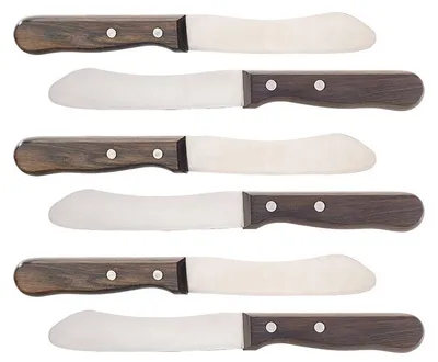Image de 6 couteaux à beurre avec manche en bois