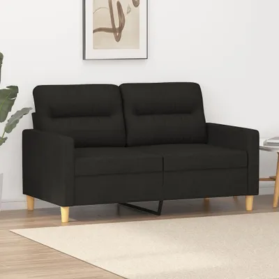 Image de Canapé exclusif, modèle 2 places, couleur noire, 120 cm, revêtement en tissu